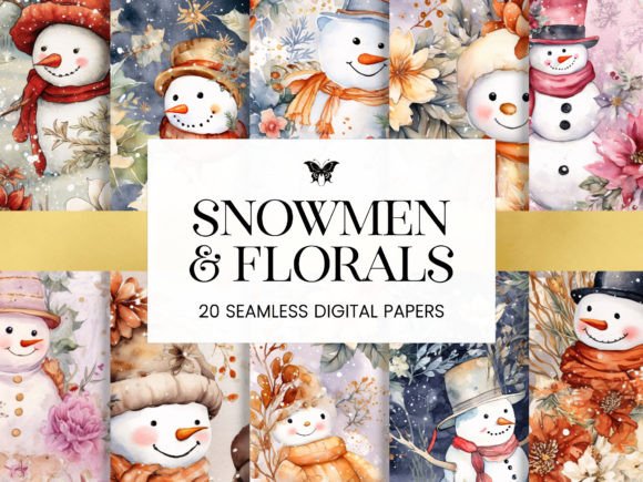 Download Snowmen and Florals Christmas Patterns - Christmas patterns Collection