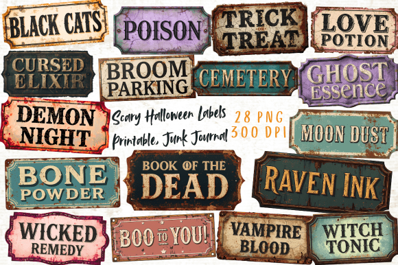 Download Scary Halloween Labels Printable - Halloween Collection