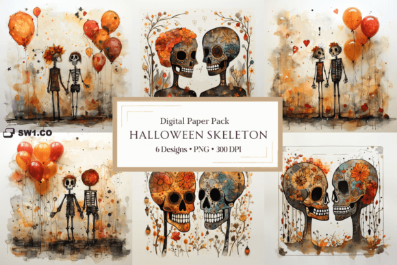 Download Halloween Skeleton Retro Backgrounds - Halloween Collection