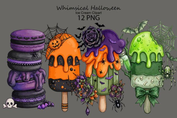 Download Whimsical Halloween Ice Cream Clipart - Premium Bundle
