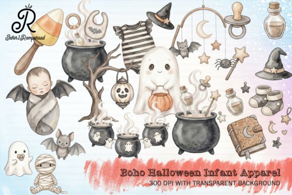 Download Boho Halloween Infant Apparel Clipart - Halloween Collection
