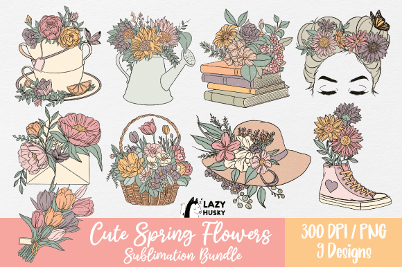 Download Cute Spring Flowers Sublimation Bundle - Spring Collection