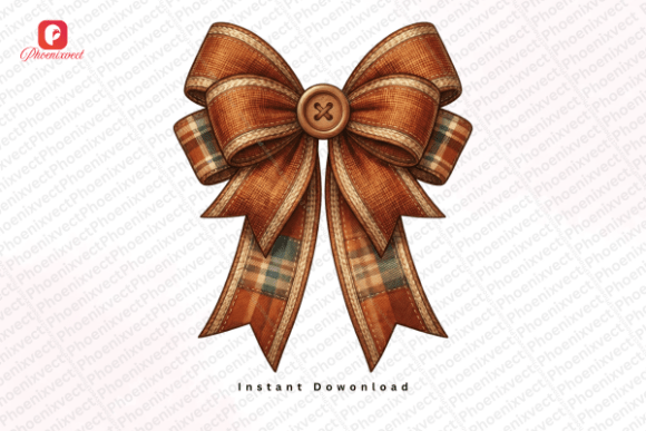 Download Cozy Harvest Autumn Fall Plaid Bow PNG - Fall Collection