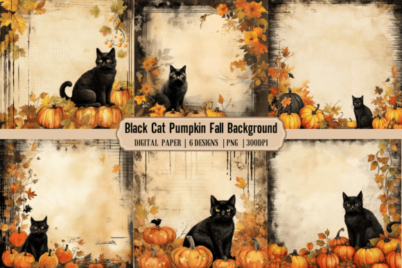 Download Black Cats Pumpkins Fall Background - Fall Collection
