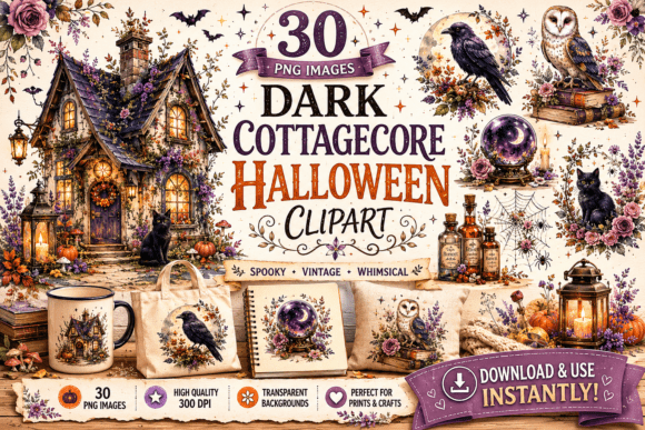 Download Dark Cottagecore Halloween Clipart - Halloween Collection