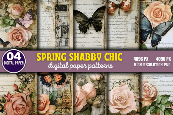 Download Spring Shabby Chic Digital Paper Pattern - Spring Collection