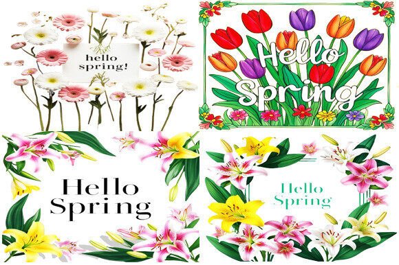 Download Colorful Spring Floral Border Designs - Spring Collection