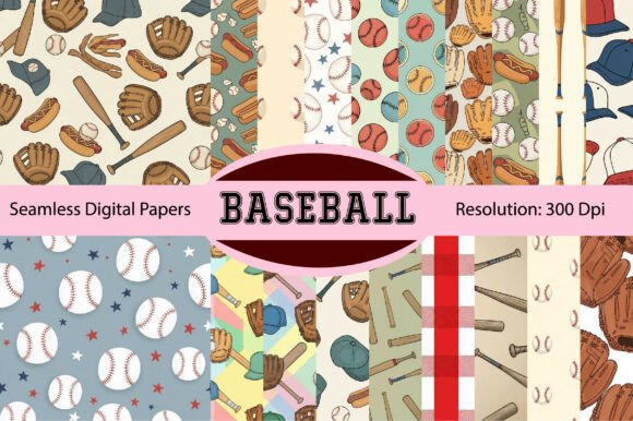 Download Baseball Spring Sports Digital Paper - Spring Collection