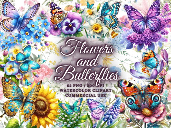 Download Spring Flowers &amp; Butterflies Clipart Png - Spring Collection