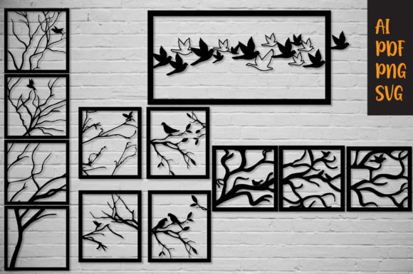 Download Birds Wall Panel Cut File Bundle - Wall panel Collection