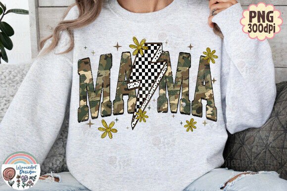 Download Retro Mama Camouflage Lightning Bolt PNG - Camouflage Collection