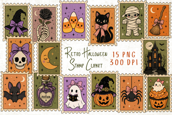Download Retro Halloween Stamp Clipart PNG - Halloween Collection