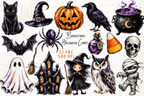 Download Brushstroke Halloween Clipart PNG - Premium Resources