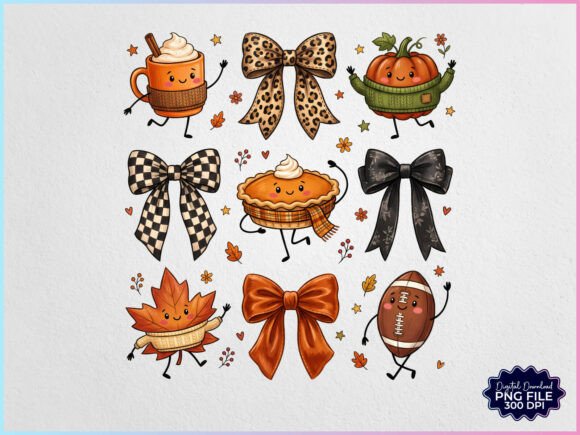 Download Fall Doodles Characters Coquette Bow PNG - Fall Collection