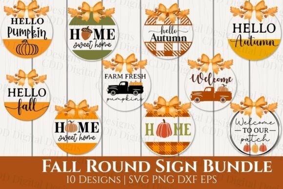 Download 10 Fall Round Sign SVG Bundle - Fall Collection