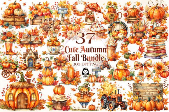 Download Watercolor Cute Autumn Fall Clipart - Fall Collection
