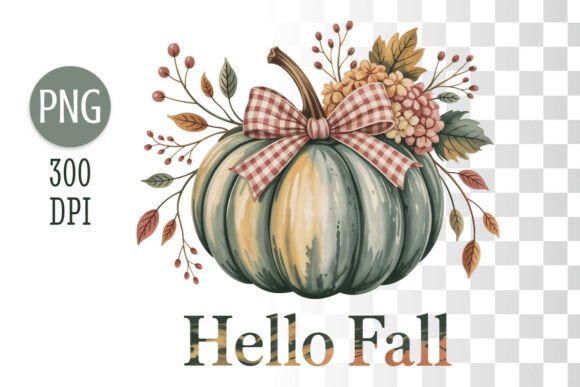 Download Hello Fall Pumpkin Bow Clipart PNG - Fall Collection