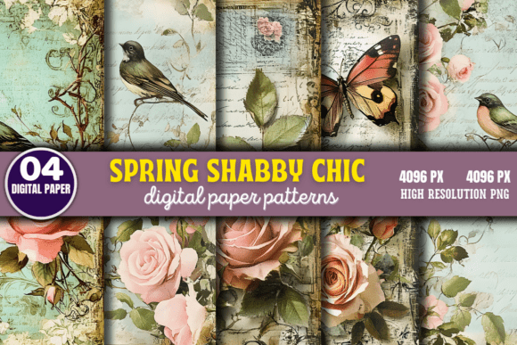 Download Spring Shabby Chic Digital Paper Pattern - Spring Collection