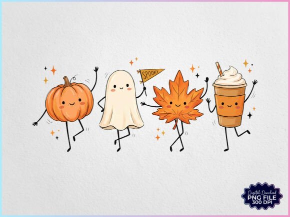 Download Fall Halloween Pumpkin Ghost Friends PNG - Fall Collection