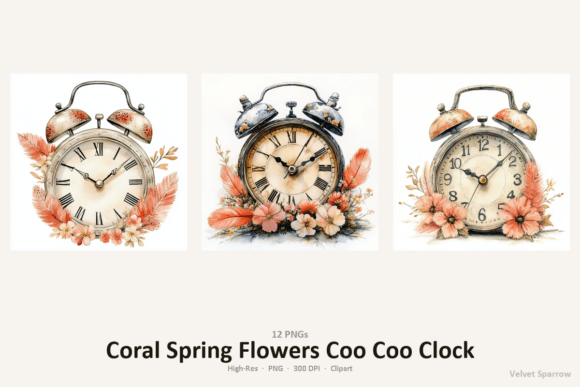 Download Coral Spring Flowers Coo Coo Clock - Spring Collection