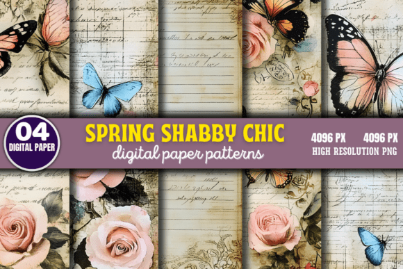 Download Spring Shabby Chic Digital Paper Pattern - Spring Collection