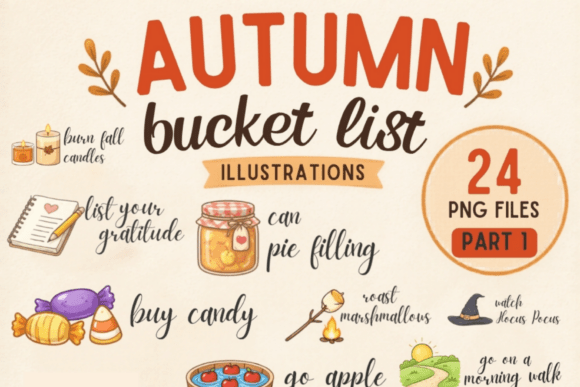 Download Autumn Bucket List PNG Bundle | 24 Fall - Fall Collection