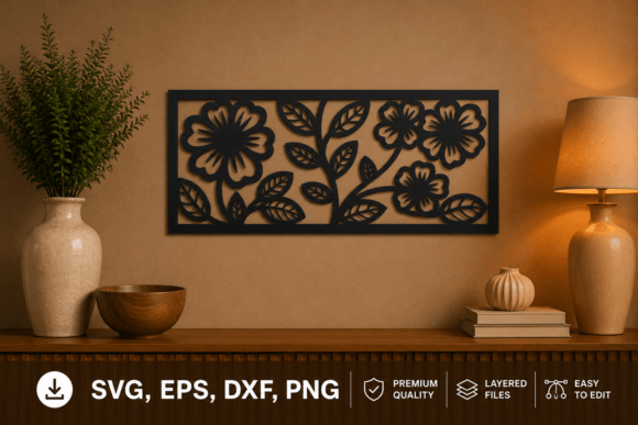 Download Floral Wall Panel SVG Laser Cut File - Wall panel Collection