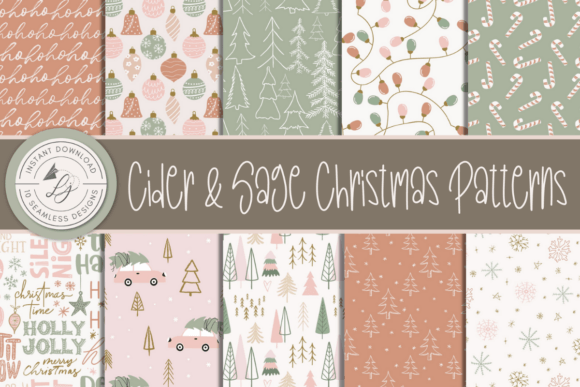 Download Blush Sage Seamless Christmas Patterns - Christmas patterns Collection