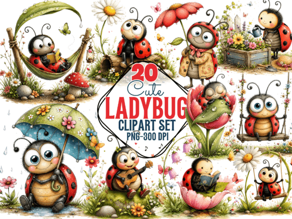 Download Ladybug Clipart Set PNG , Spring Bug - Spring Collection