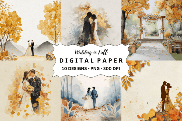 Download Watercolor Wedding in Fall Background - Fall Collection