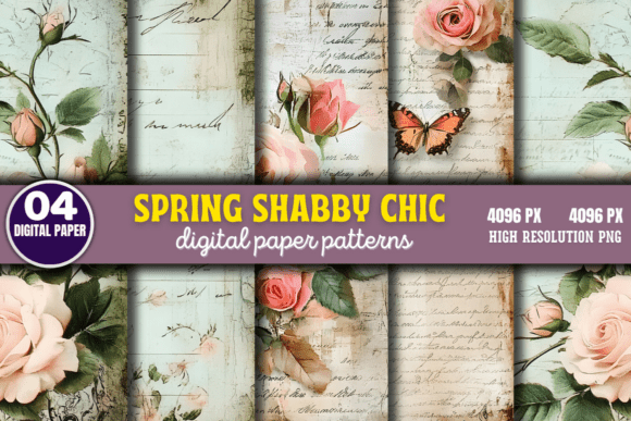 Download Spring Shabby Chic Digital Paper Pattern - Spring Collection