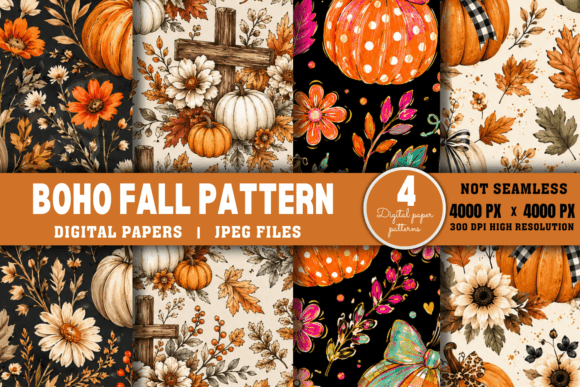 Download Autumn Digital Paper, Boho Fall Pattern - Fall Collection